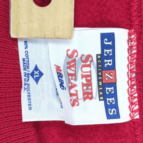 Jerzees Super Sweats Men XL Red Crewneck Pullover Sweater Construction Excavatin - Picture 5 of 6